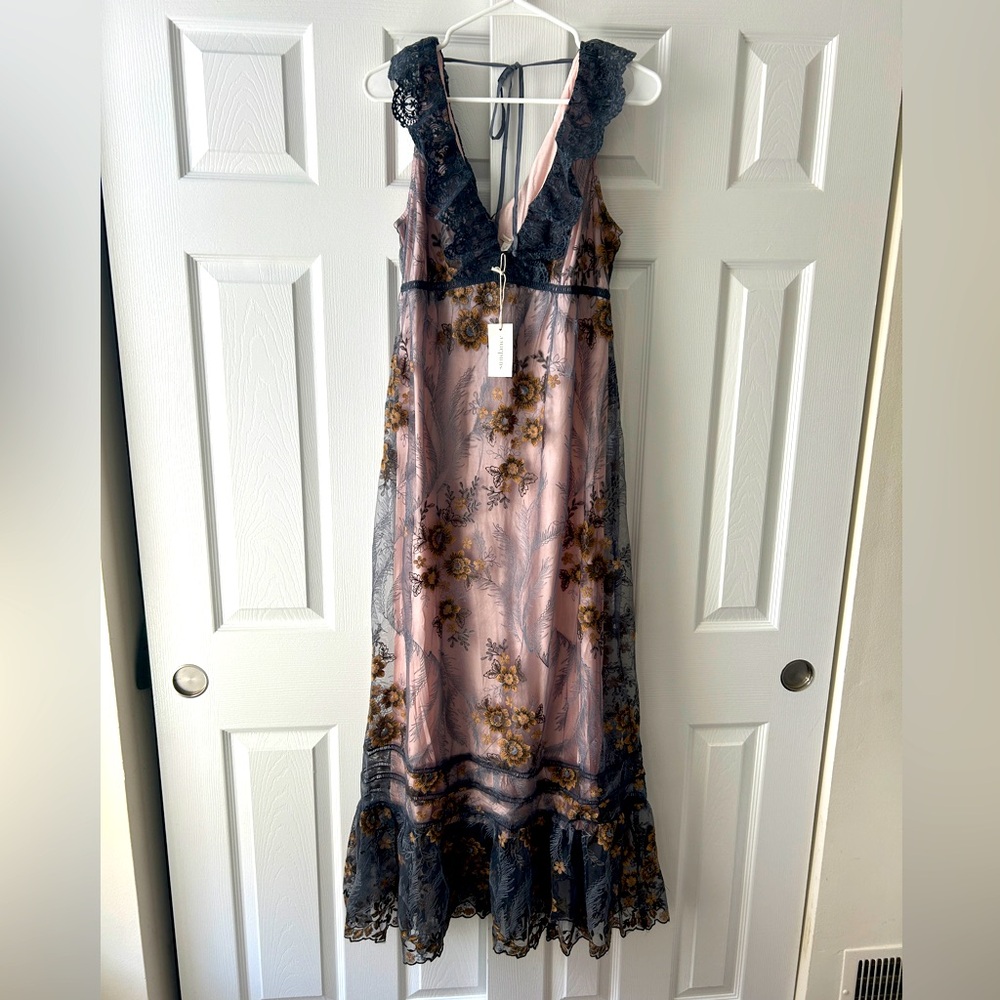 NWT Sundance Lace Embroidered Cardinal Floral Maxi Dress